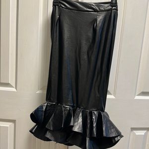Faux Leather Ruffled Skirt